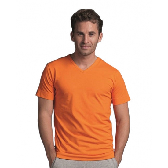Oranje gekleurd v-hals shirt voor heren