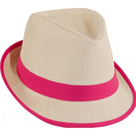 Roze trilby beach hoed