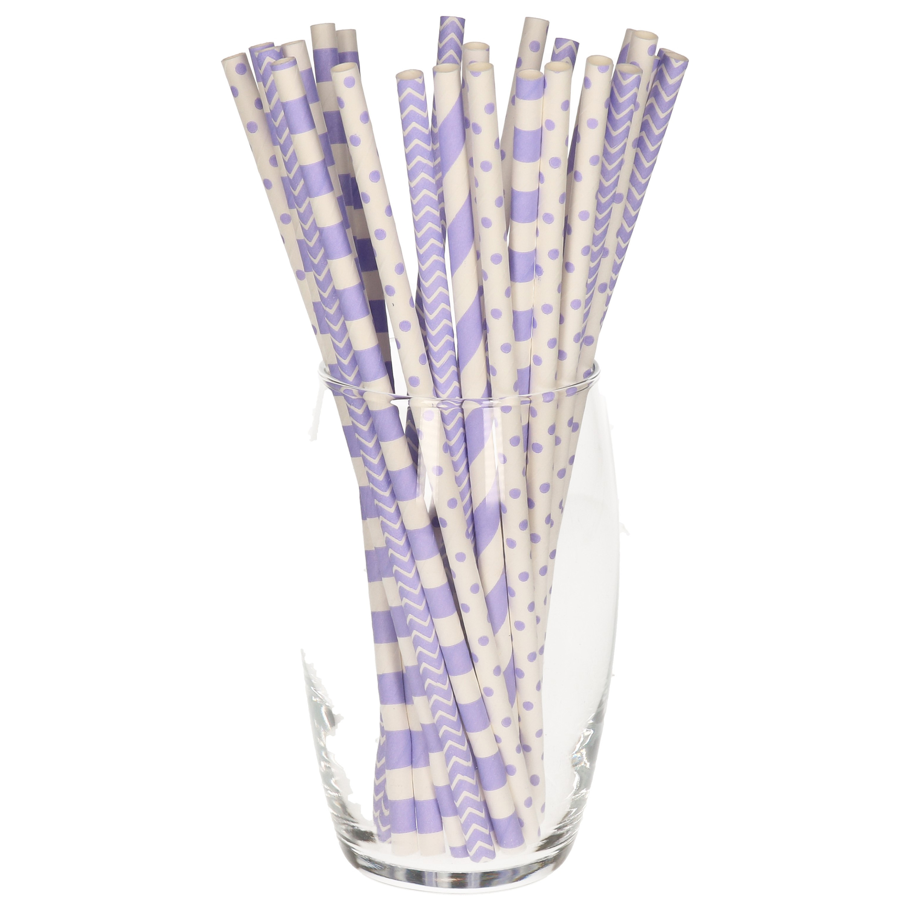 100 stuks drinkrietjes van papier lila-paars 20 cm