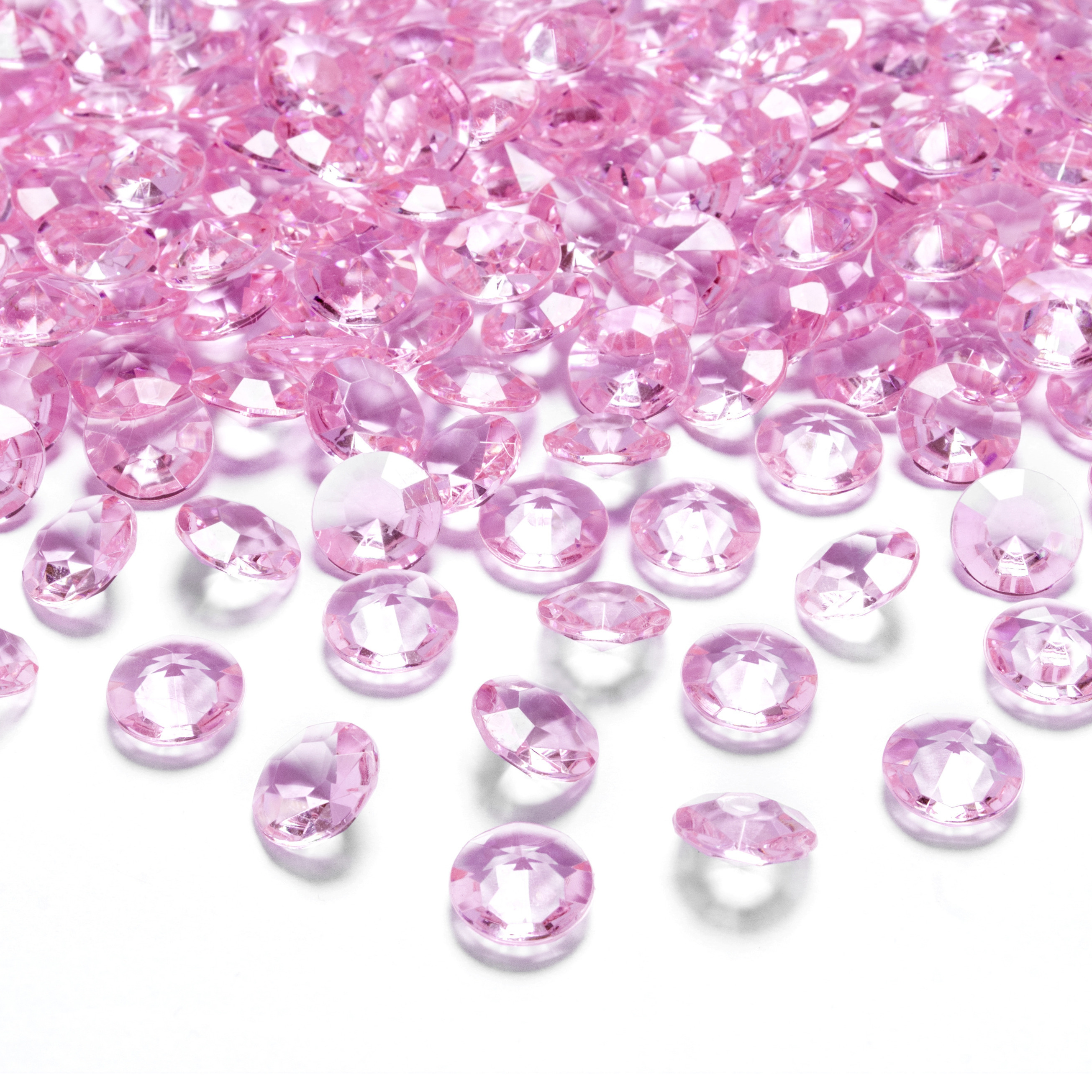 100x Kleine plastic diamanten-stenen licht roze 12 mm-1,2 cm decoratie materiaal