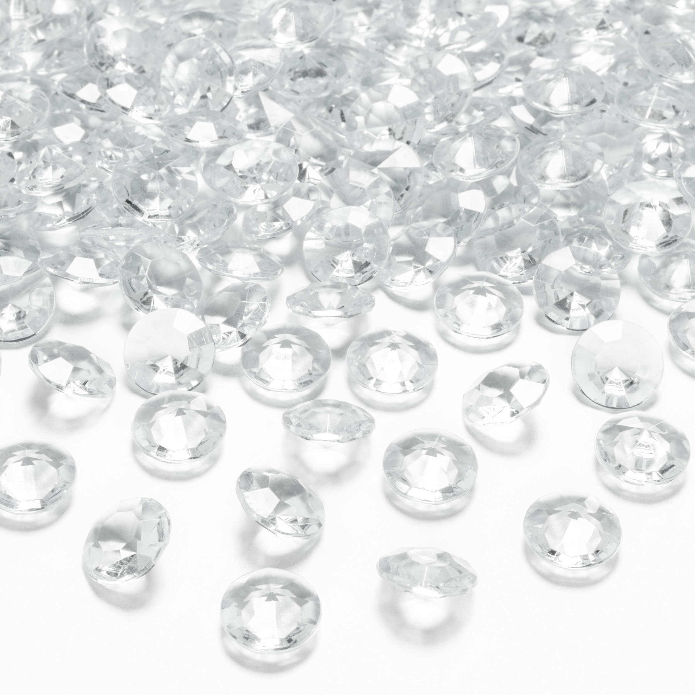 100x Kleine plastic diamanten-stenen transparant 12 mm-1,2 cm decoratie materiaal