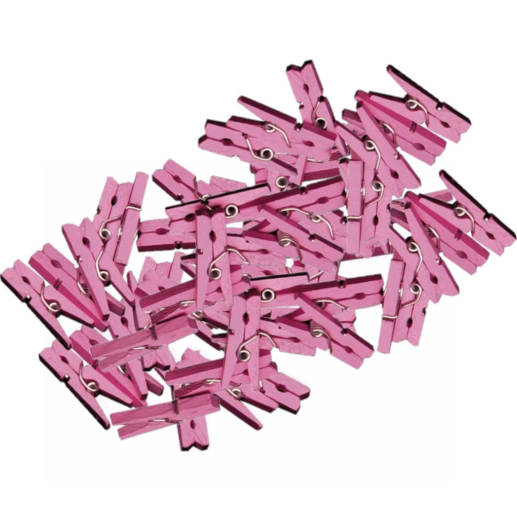 100x mini knijpertjes roze 2 cm
