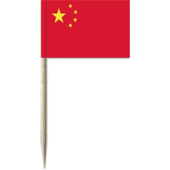 100x Vlaggetjes prikkers China 8 cm hout-papier