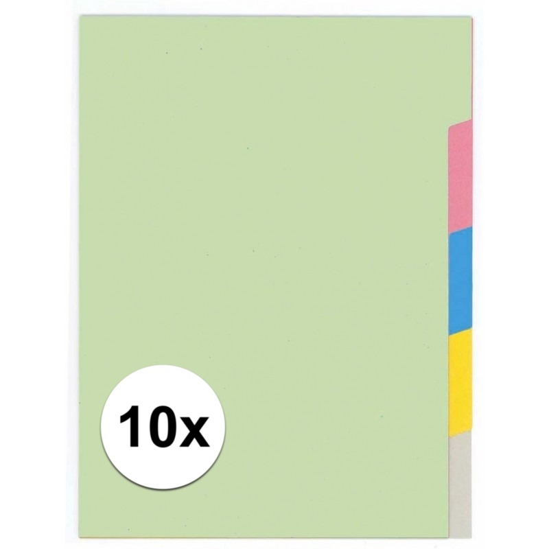 10x A4 kartonnen tabbladen met 5 tabs
