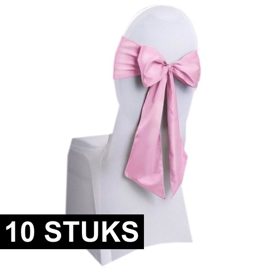 10x Bruiloft stoelversiering strik licht roze