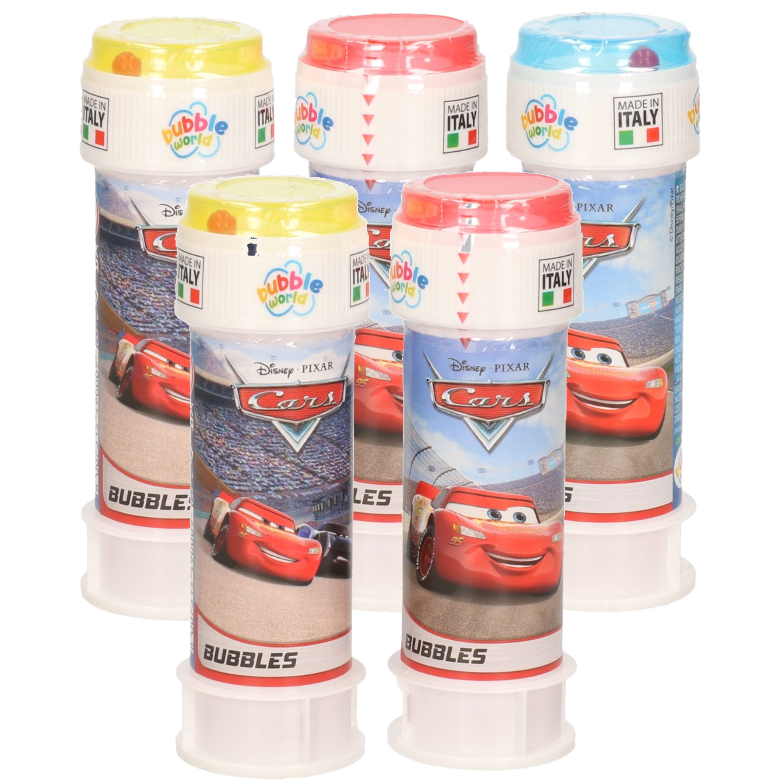 10x Disney Cars bellenblaas flesjes met bal spelletje in dop 60 ml voor kinderen
