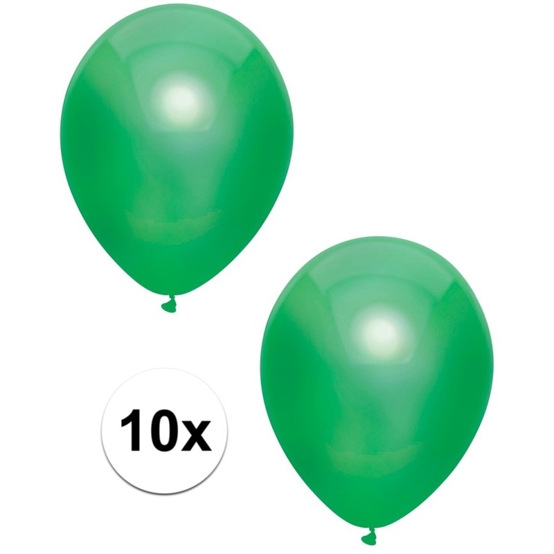 10x Donkergroene metallic heliumballonnen 30 cm