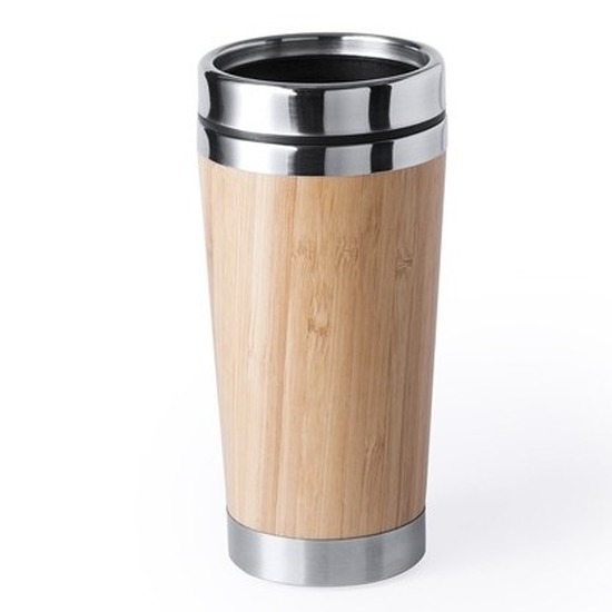 10x Duurzame koffiebeker voor onderweg bamboe-RVS 500 ml