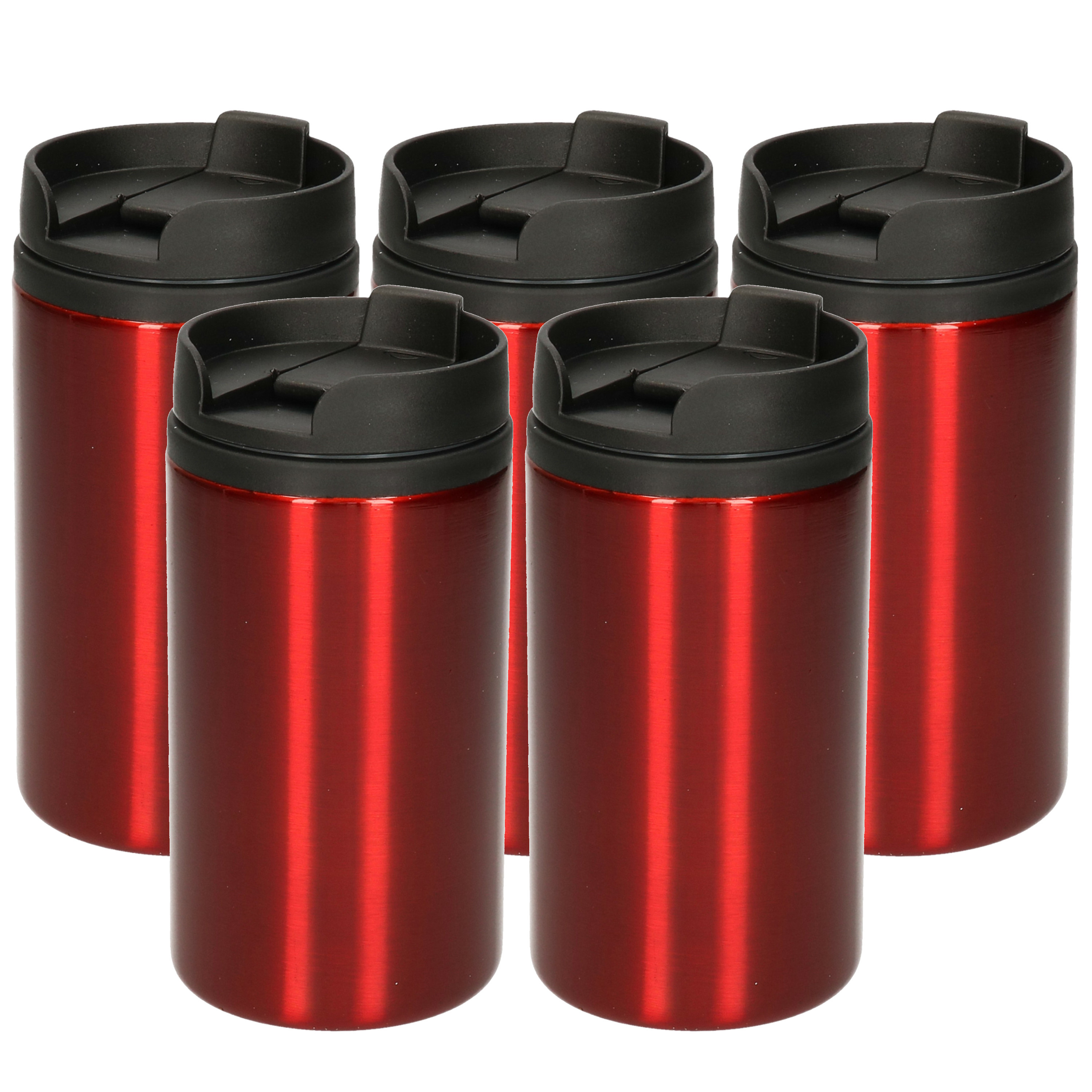 10x Isoleerbekers RVS metallic rood 320 ml