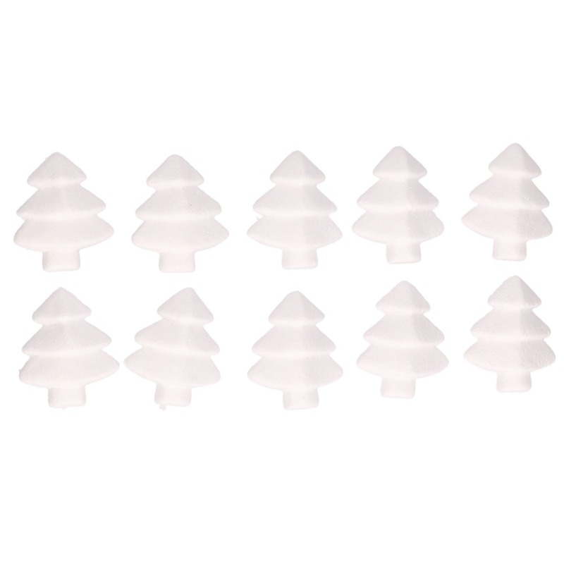 10x Knutselmateriaal kerstbomen 6 cm styrofoam-polystyreen-piepschuim