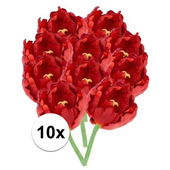 10x Kunstbloemen tulp rood 25 cm