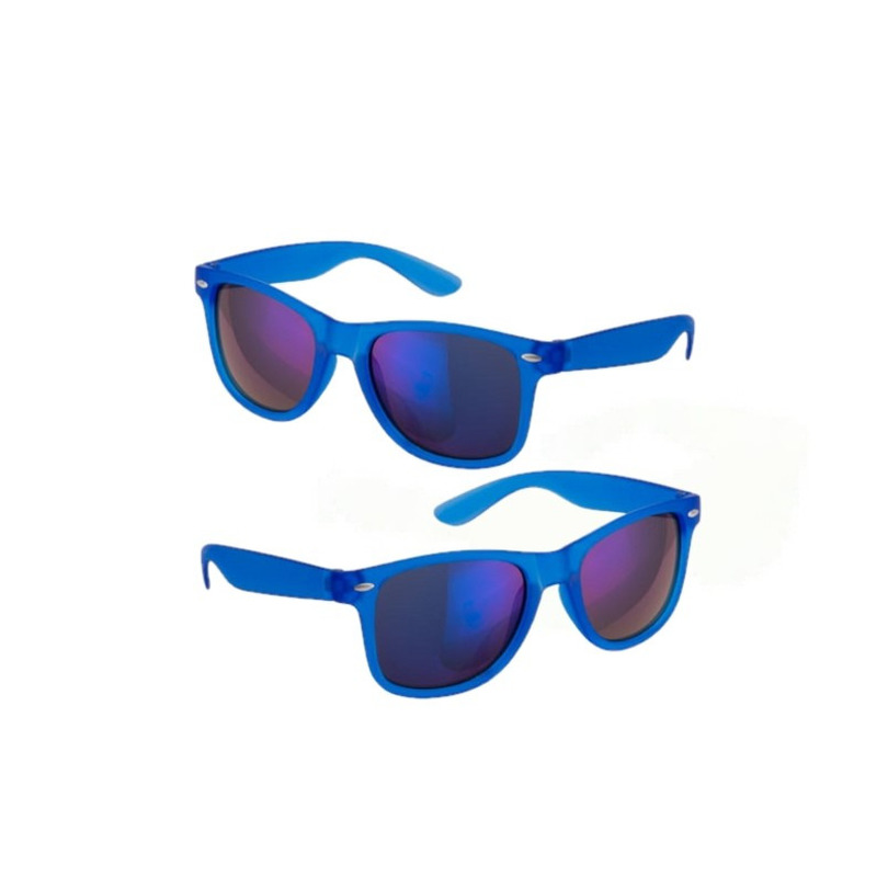 10x stuks hippe zonnebril blauw met spiegelglazen