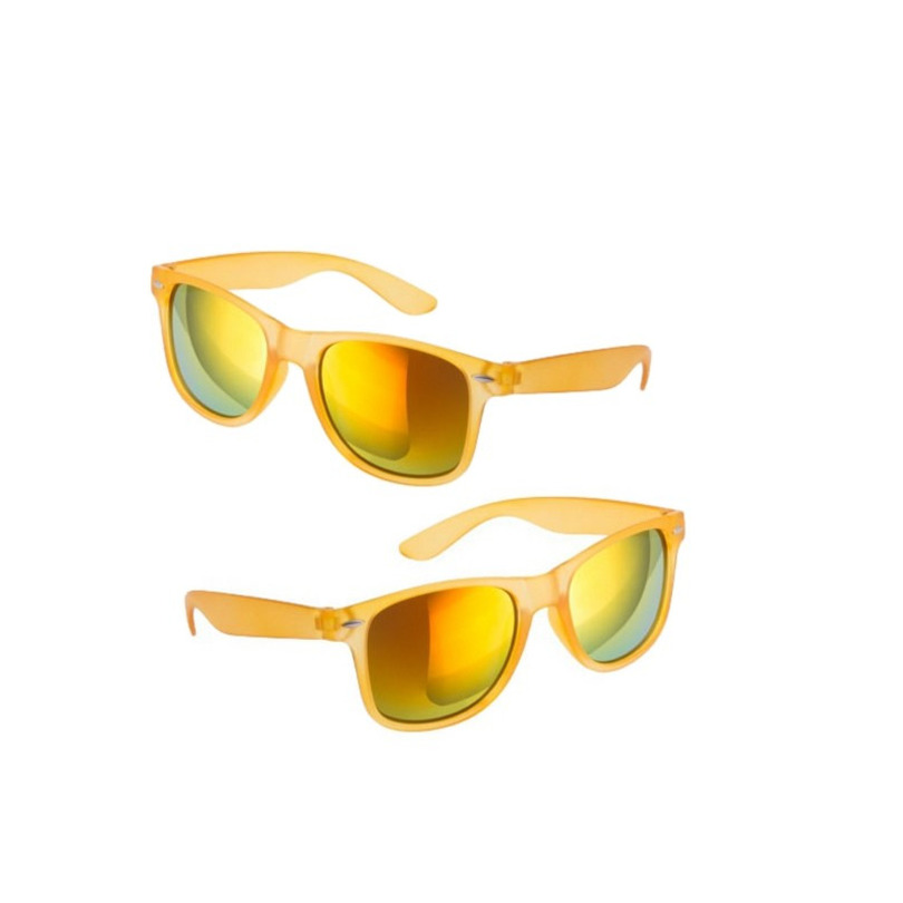 10x stuks hippe zonnebril geel met spiegelglazen