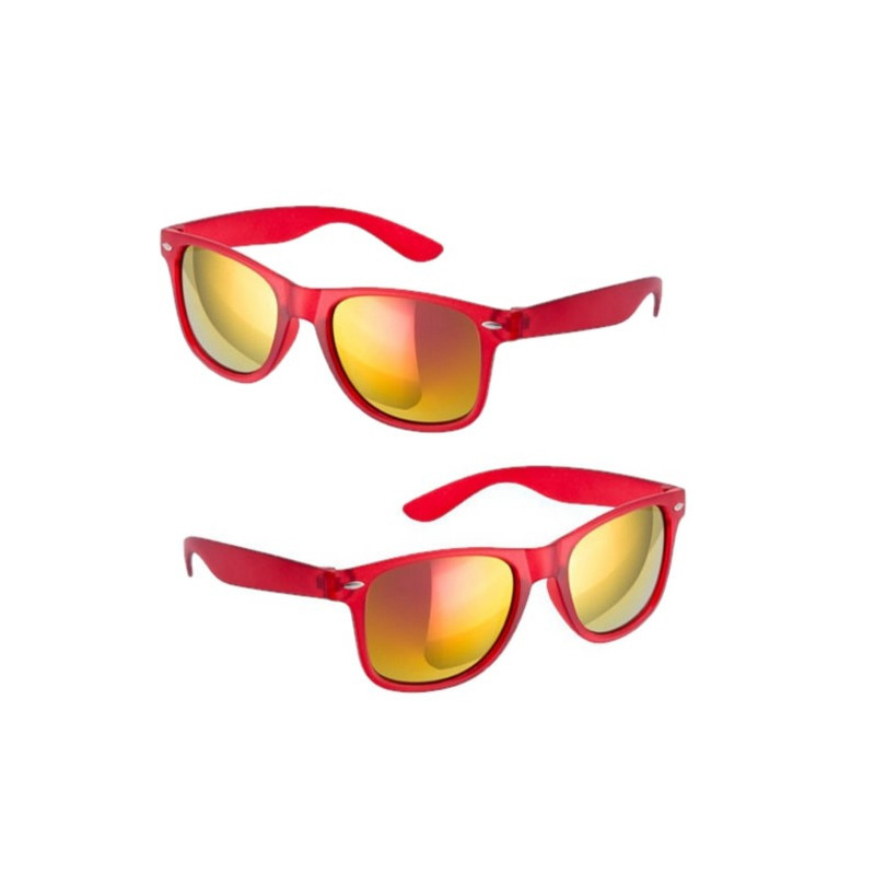 10x stuks hippe zonnebril rood met spiegelglazen