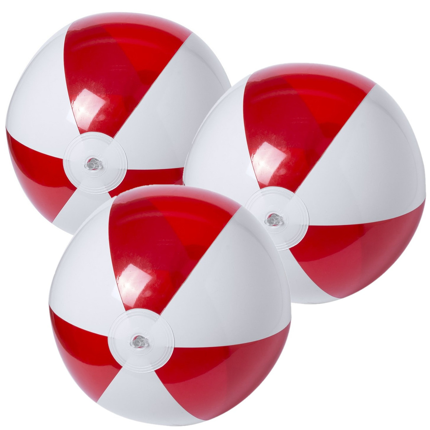 10x stuks opblaasbare strandballen plastic rood-wit 28 cm