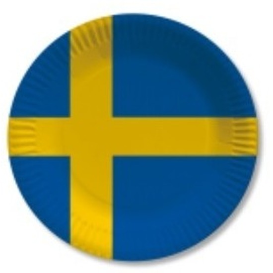 10x stuks papieren vlag Zweden bordjes 23 cm