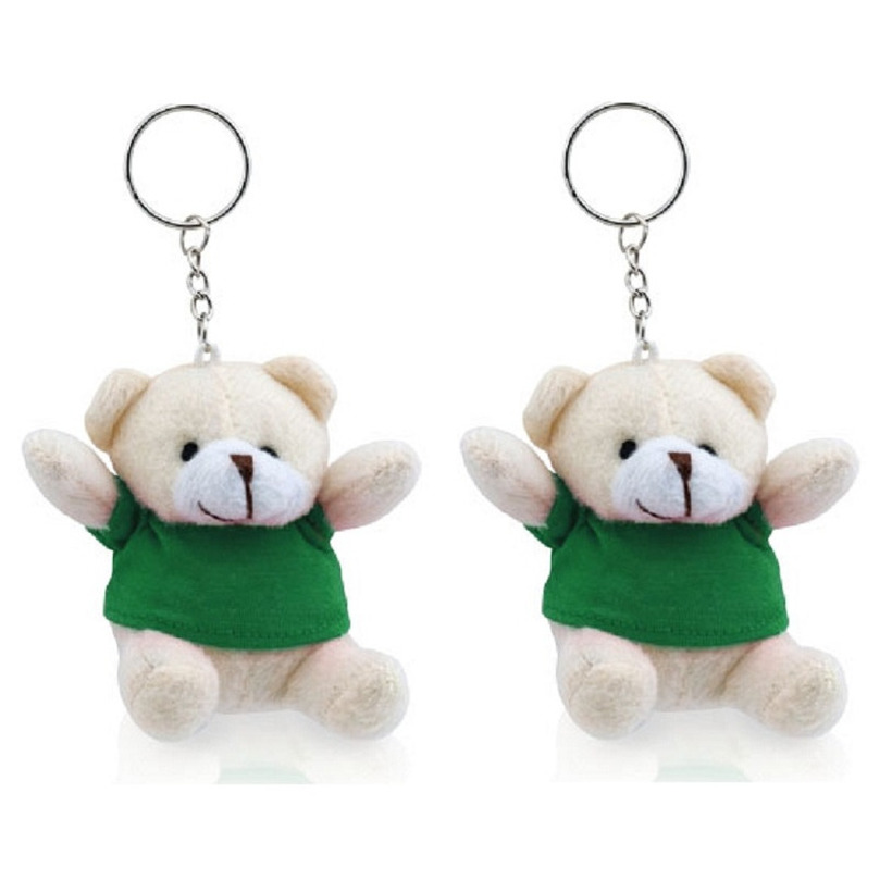 10x stuks teddybeer knuffel sleutelhangertjes groen 8 cm