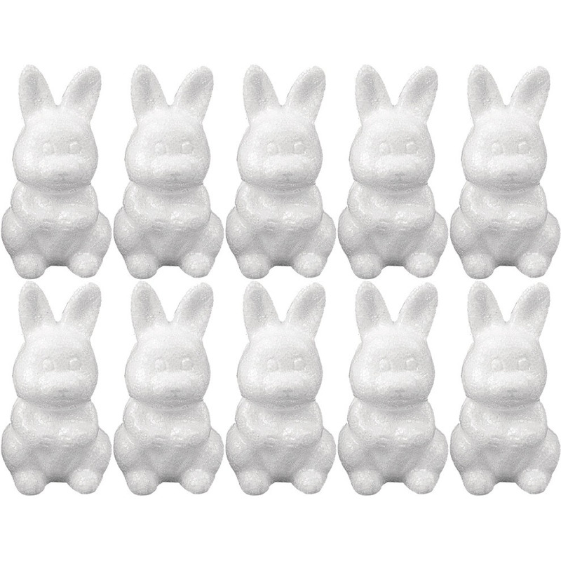 10x Styrofoam konijntje-haasje 8 cm decoratie-versiering