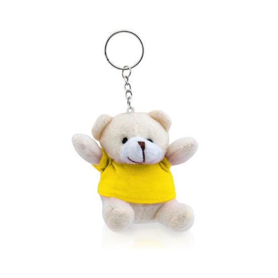 10x Teddybeer knuffels sleutelhangertjes geel 8 cm
