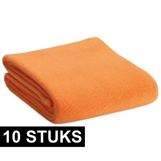 10x Zachte plaids-dekentjes-kleedjes oranje 120 x 150 cm