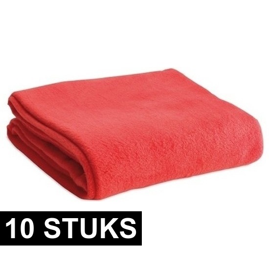 10x Zachte plaids-dekentjes-kleedjes rood 120 x 150 cm