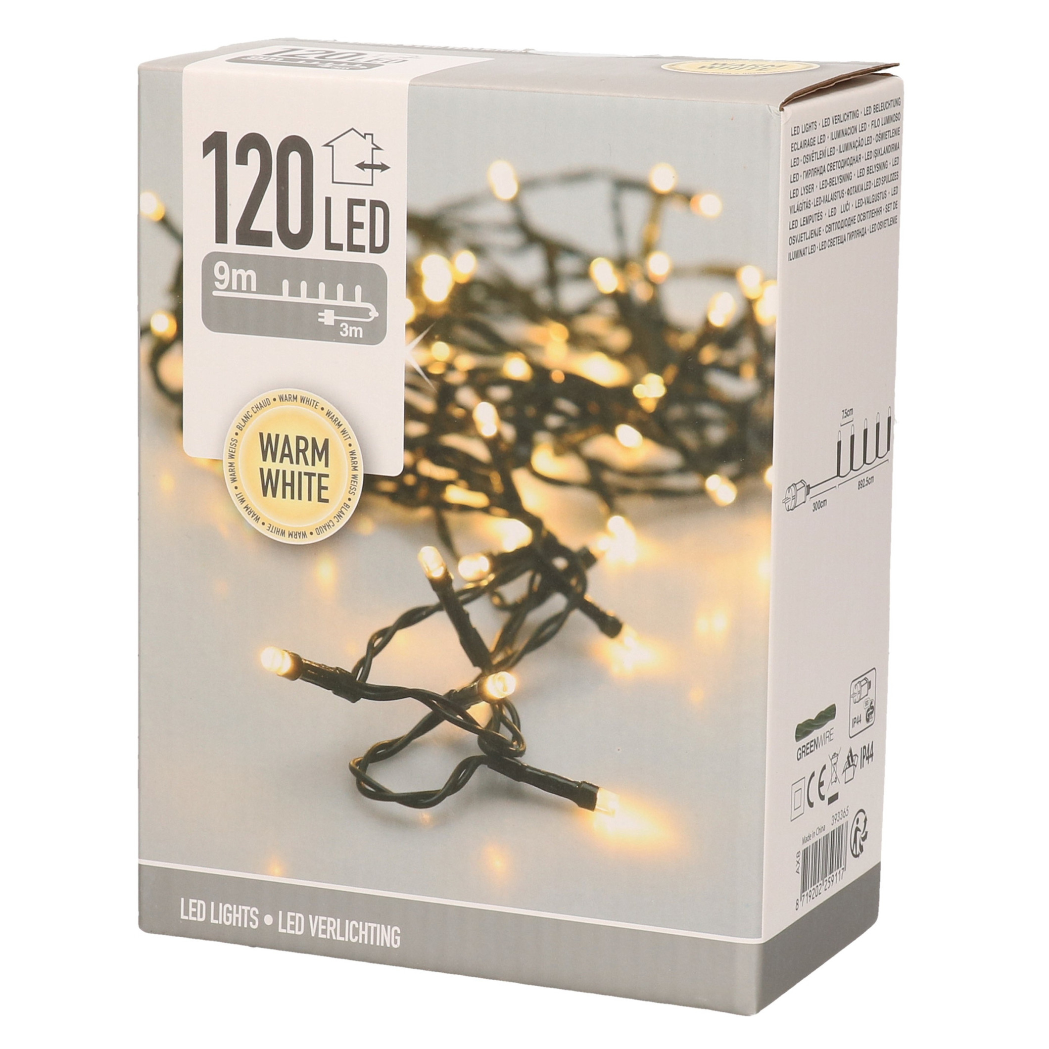 120 kerst led-lampjes warm wit voor buiten