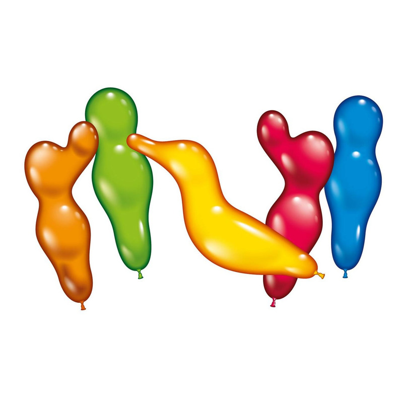 12x Ballonnen figuurtjes vrolijke kleuren