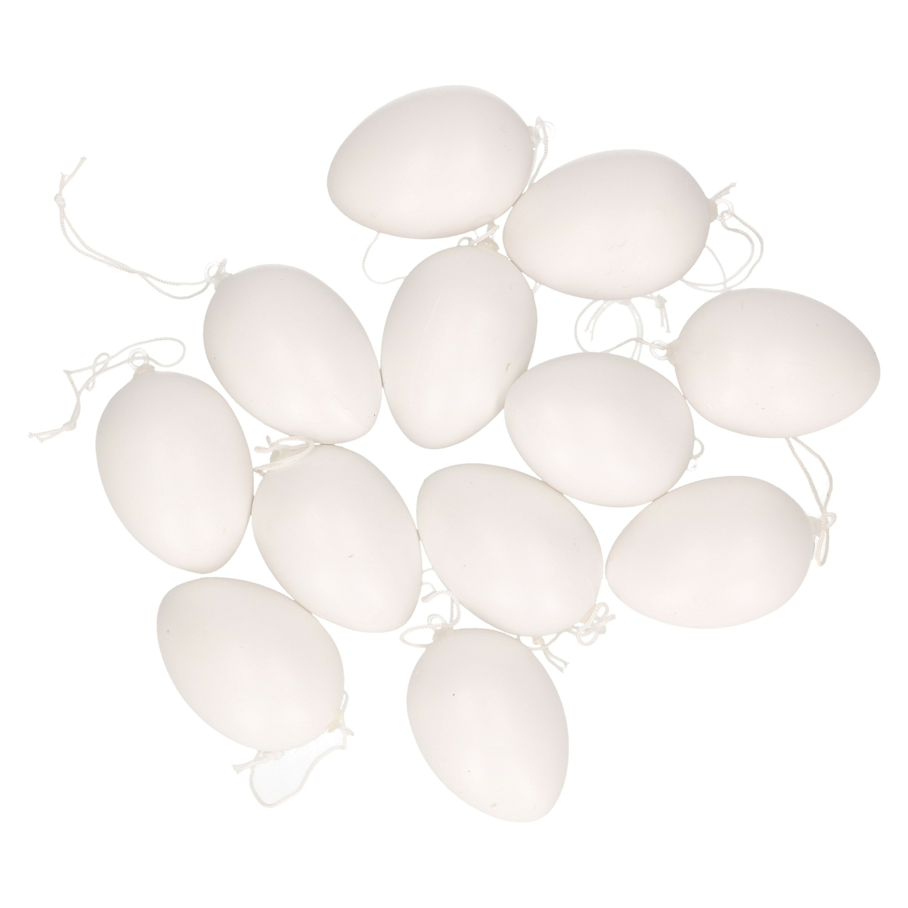 12x DIY plastic-kunststof decoratie eieren-Paaseieren wit 6 cm