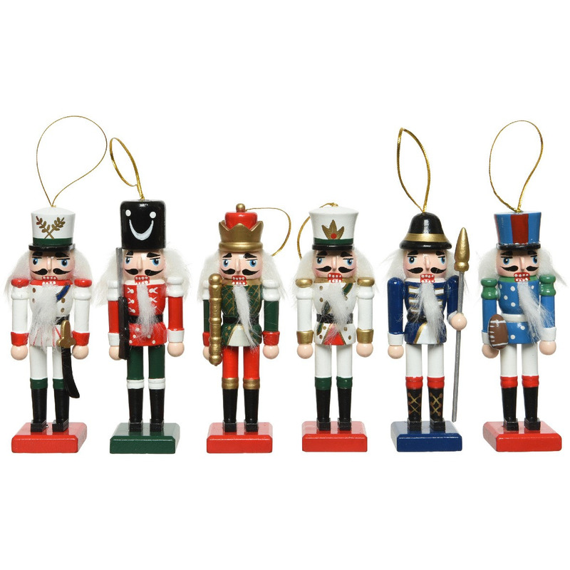 12x Kerstboomversiering notenkraker poppen-soldaten ornamenten 12 cm