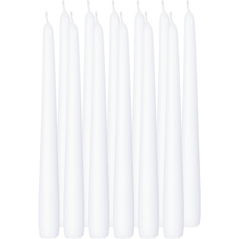 12x Lange kaarsen wit 25 cm 8 branduren dinerkaarsen-tafelkaarsen