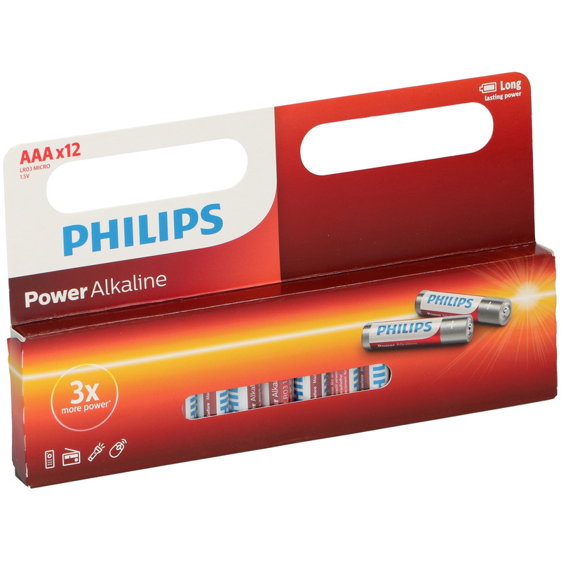 12x Philips AAA LR03 batterijen 1.5 V