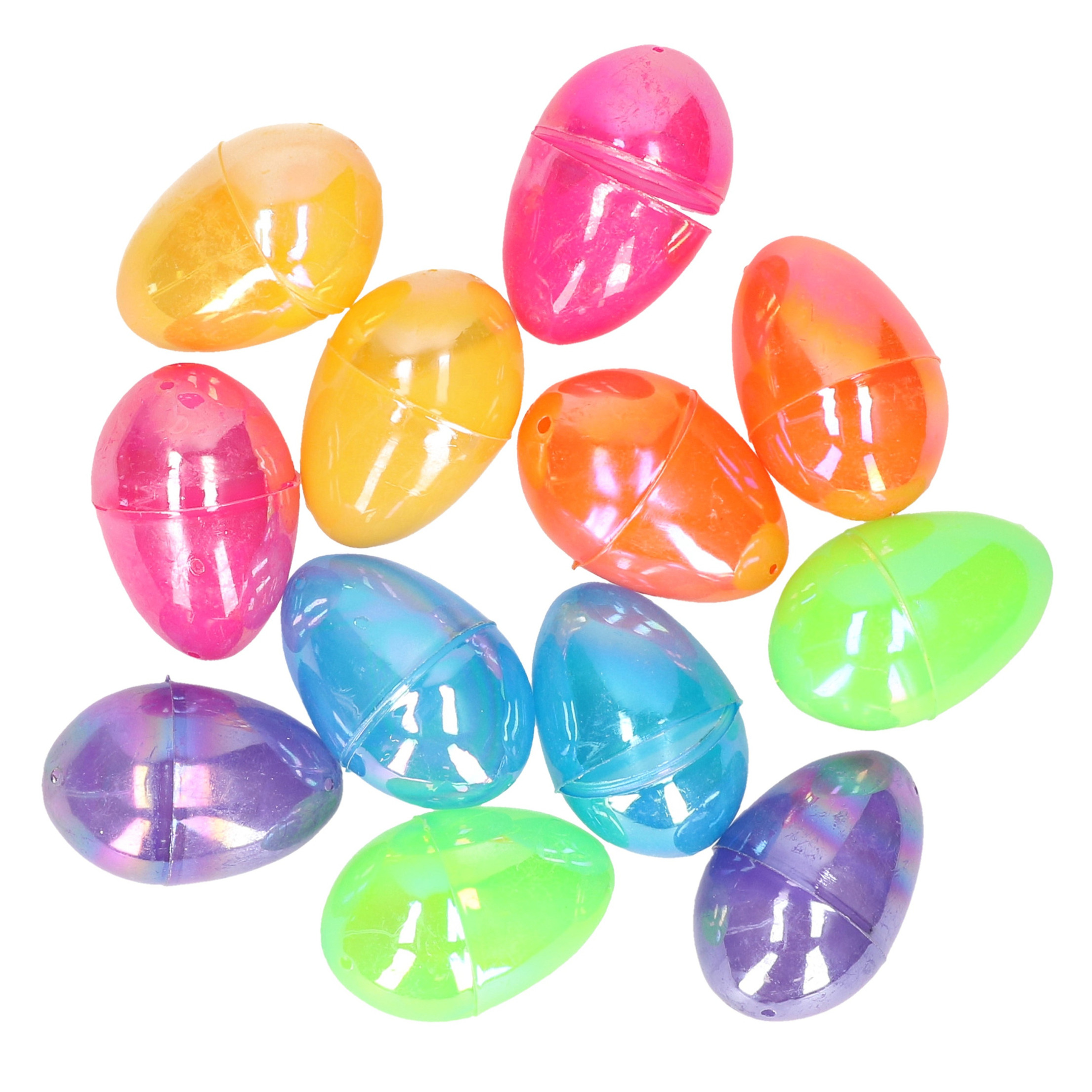 12x stuks gekleurde metallic eieren-paaseieren 6 cm