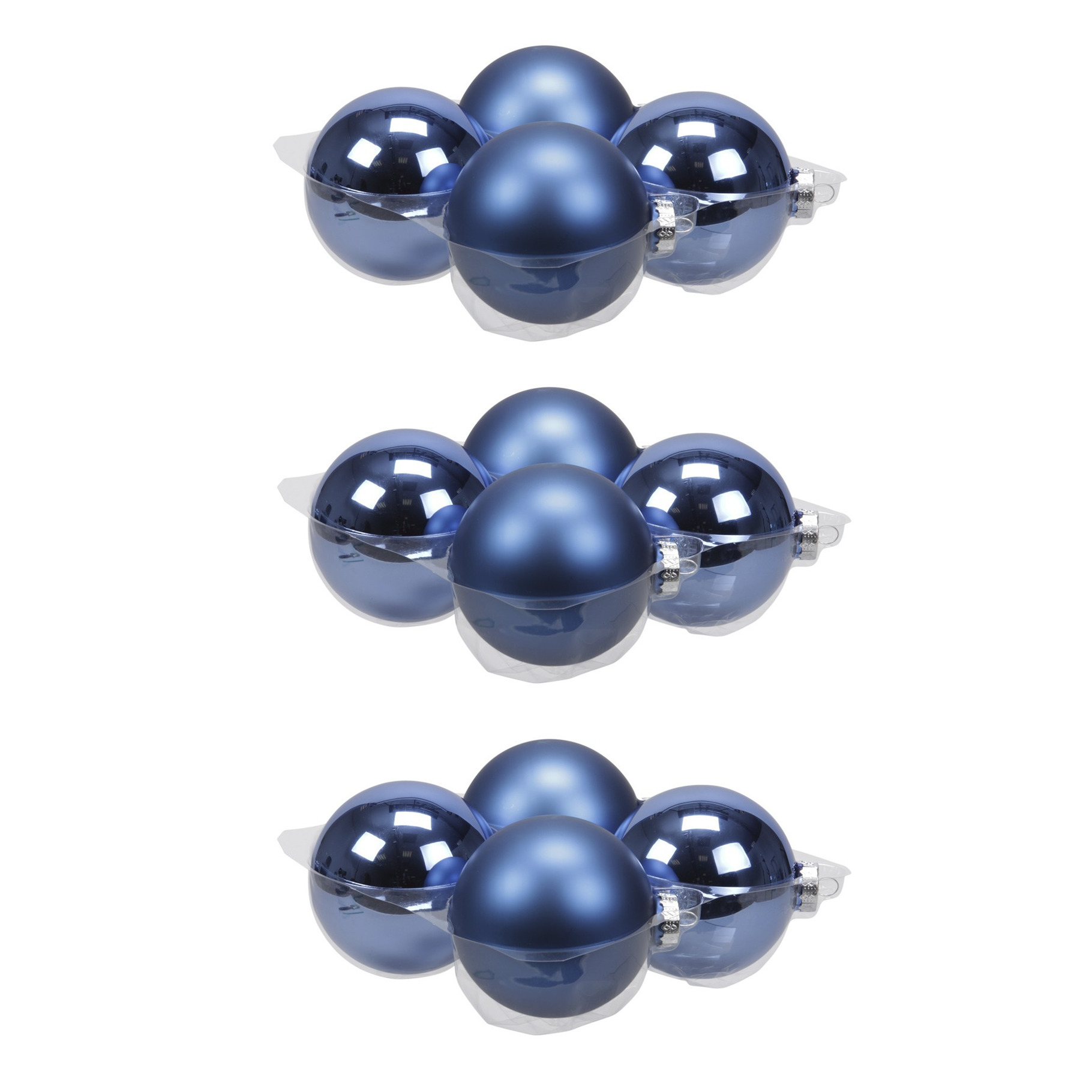 12x stuks glazen kerstballen blauw (basic) 10 cm mat-glans