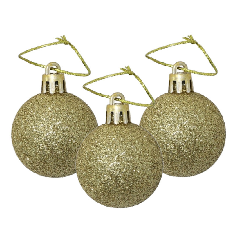 12x stuks kerstballen goud glitters kunststof 4 cm