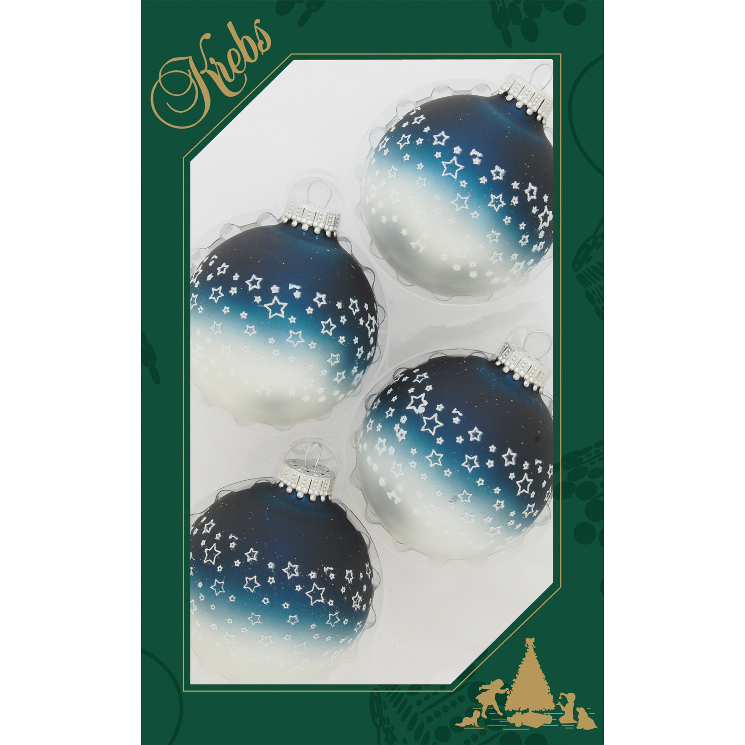 12x stuks luxe glazen kerstballen 7 cm blauw-wit met sterren