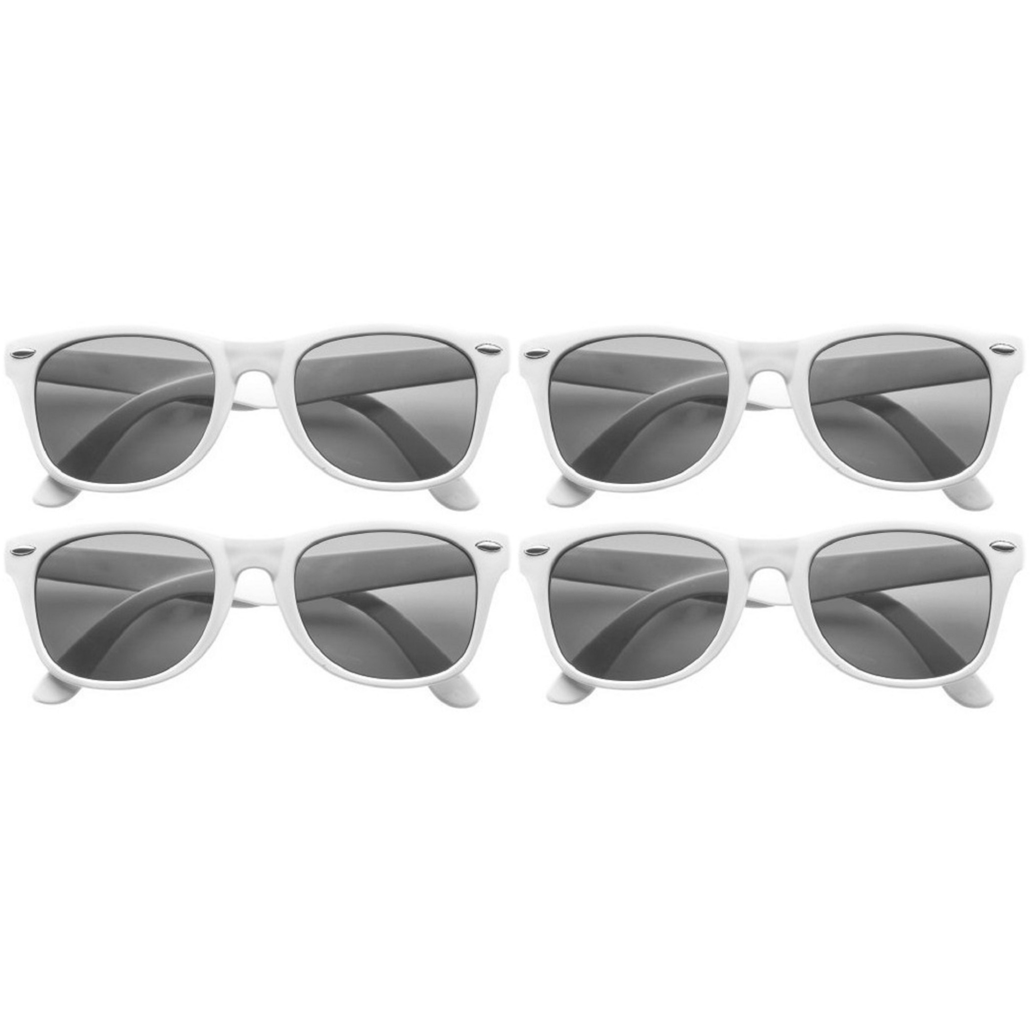 12x stuks witte kunststof zonnebril-zonnenbril voor dames-heren