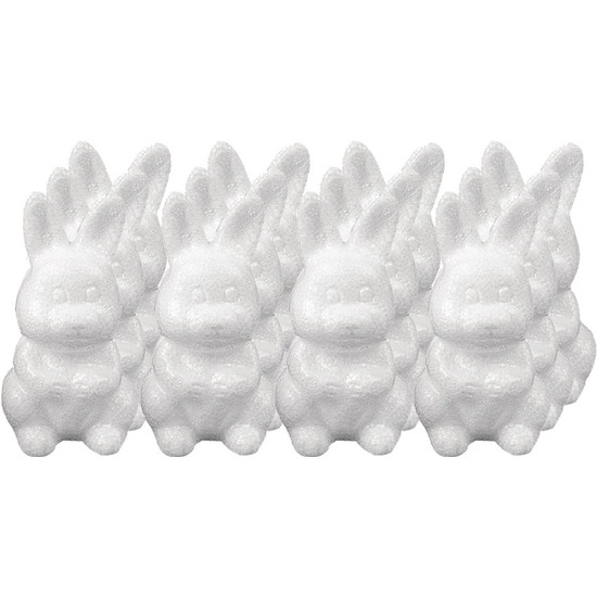 12x Styrofoam konijntje-haasje 8 cm decoratie-versiering