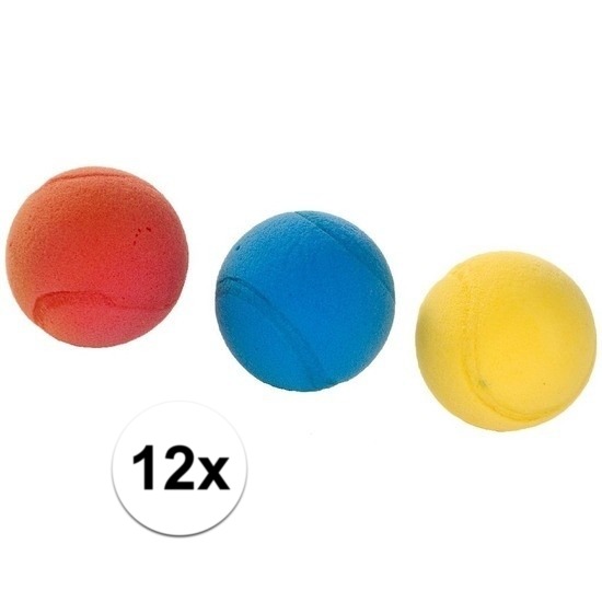 12x Zachte gekleurde tennisballen-foamballen-softballen