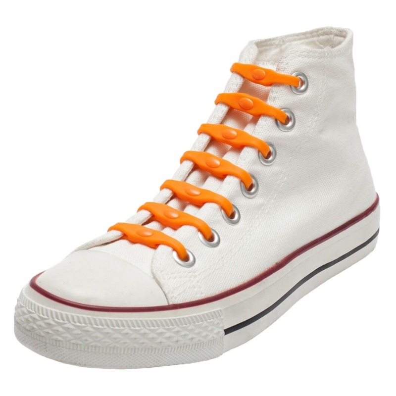 14x Oranje supporter schoenveters elastisch-elastiek siliconen