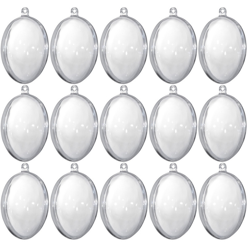 15x Plastic eitjes doorzichtig 6 cm decoratie-versiering