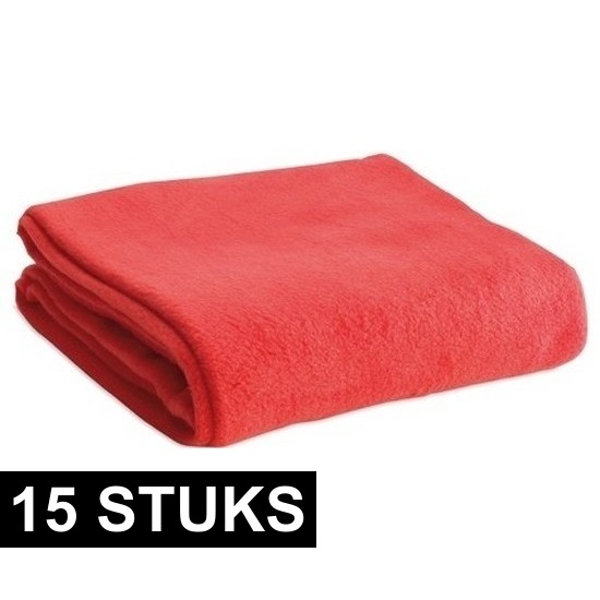 15x Zachte plaids-dekentjes-kleedjes rood 120 x 150 cm