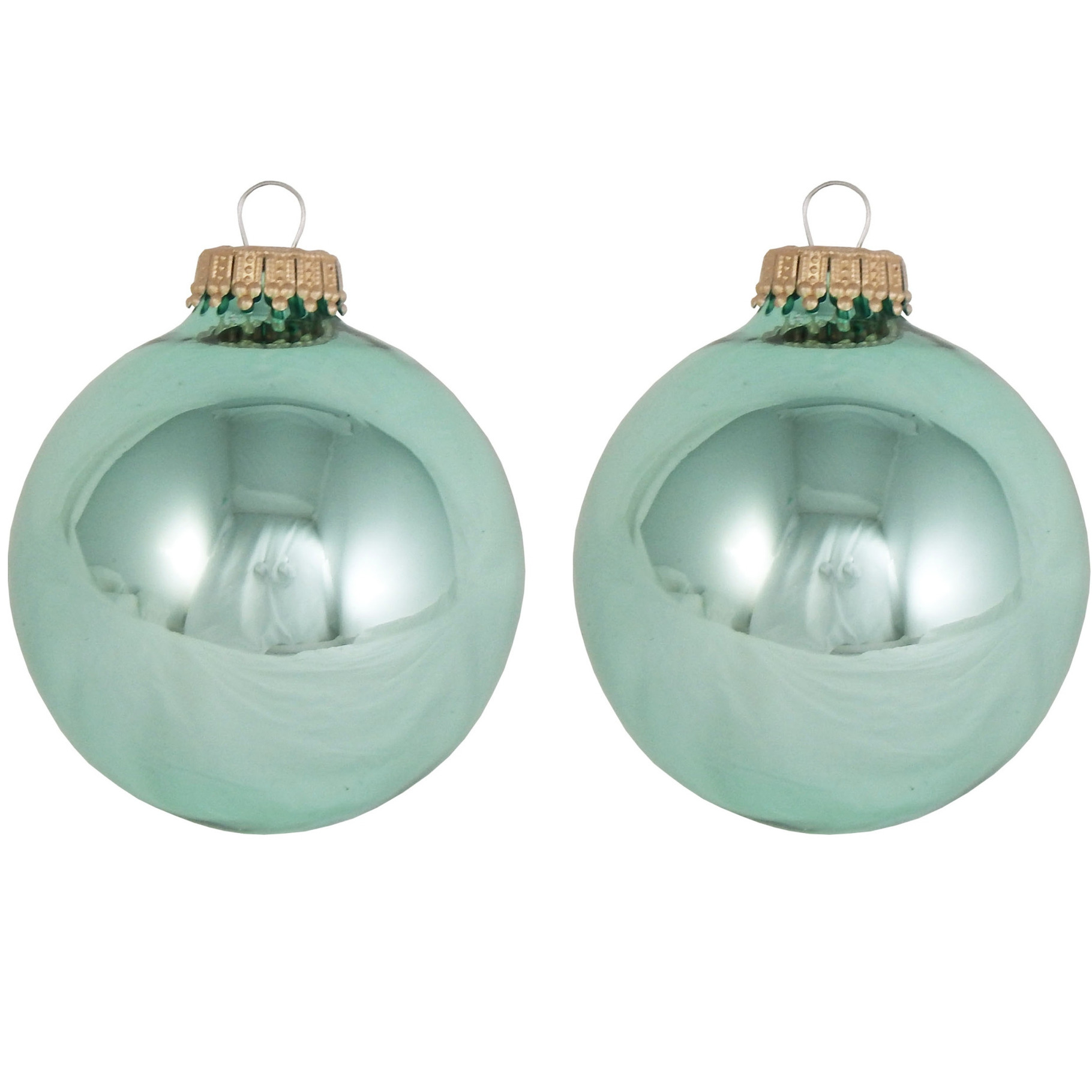 16x Glanzende groene kerstballen van glas 7 cm