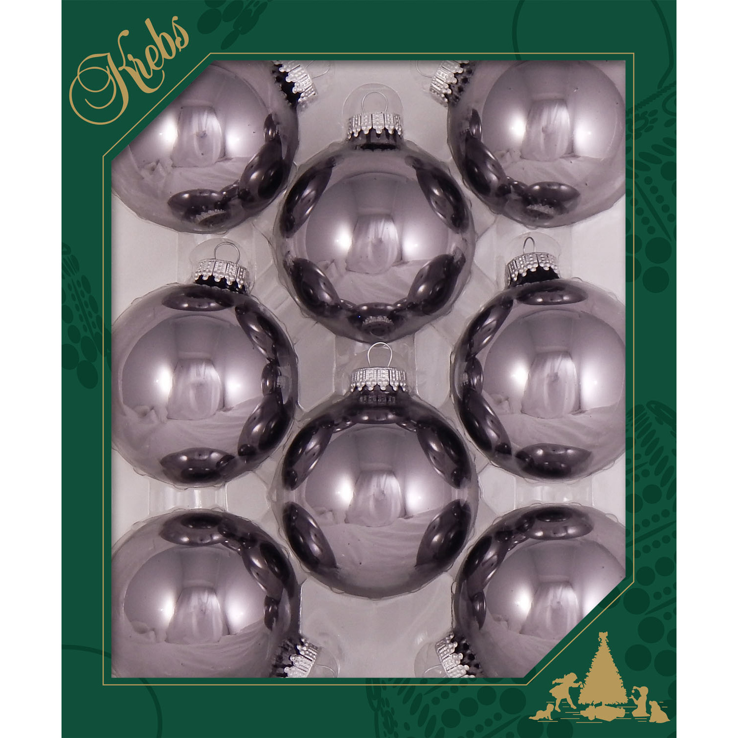 16x stuks glazen kerstballen 7 cm ijzerts grijs-paars glans