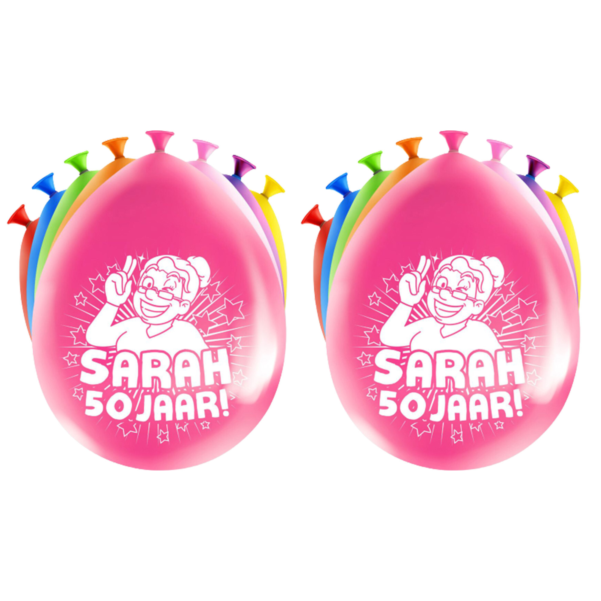 16x stuks Sarah-50 jaar feest ballonnen diverse kleuren latex ca 30 cm
