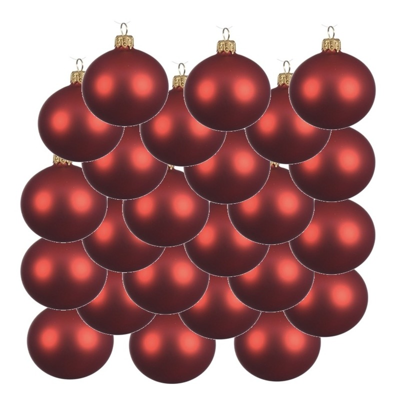 18x Glazen kerstballen mat kerst rood 8 cm kerstboom versiering-decoratie