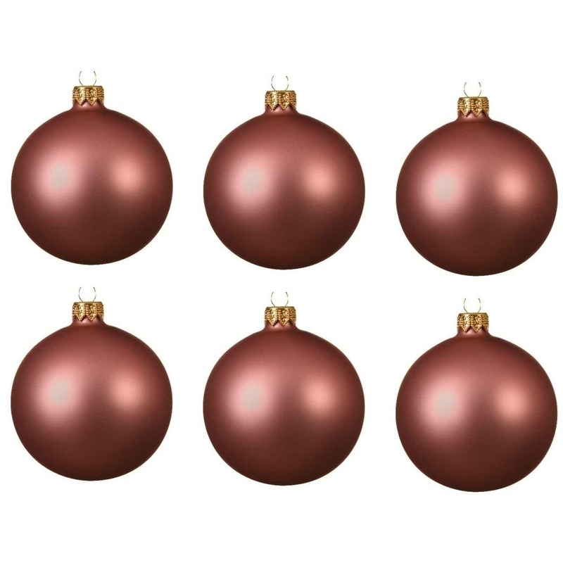 18x Glazen kerstballen mat oud roze 8 cm kerstboom versiering-decoratie