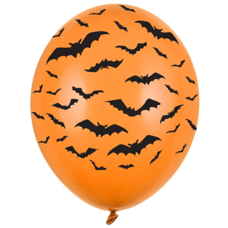 18x Mat oranje ballonnen met zwarte vleermuis print 30 cm Halloween feest-party versiering