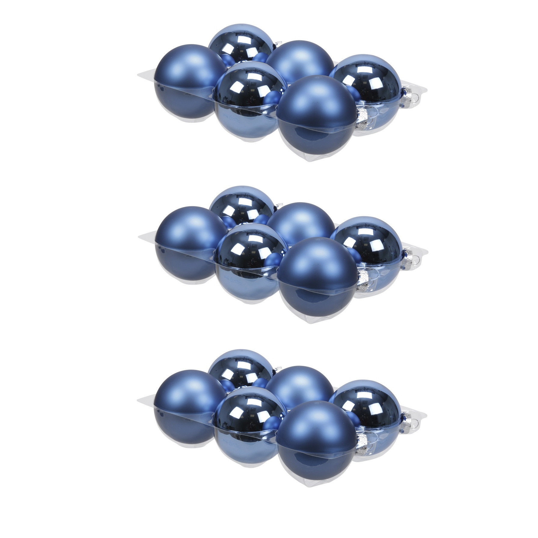 18x stuks glazen kerstballen blauw (basic) 8 cm mat-glans