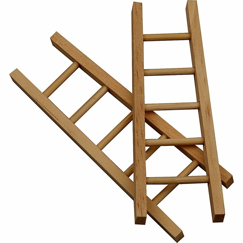 18x stuks houten mini laddertjes 10 cm
