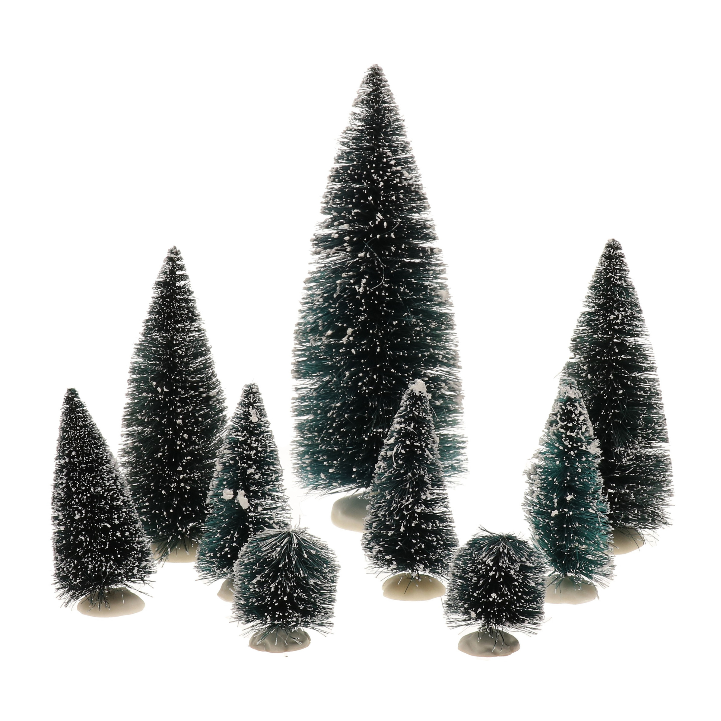 18x stuks kerstdorp onderdelen miniatuur boompjes groen 6 tot 20 cm